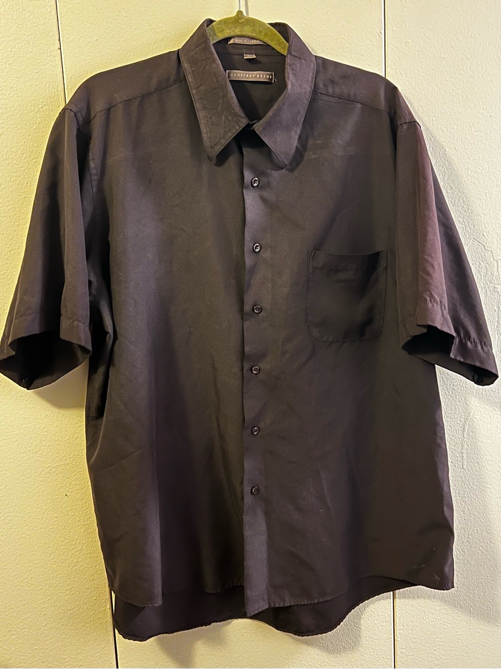 Geoffrey Beene Men's Black Short-Sleeve Button-Down Casual Shirt (Size 17 1/2)